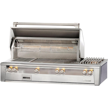 ALFRESCO ALXE-56SZ-LP 56-Inch Built-In Propane Gas Deluxe Grill With Sear Zone, Rotisserie, And Side Burner.