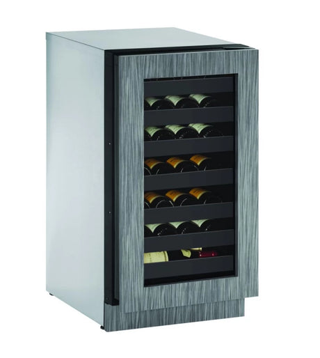U-Line U2218WCINT00B 18 Inch Built-in Wine Storage with 31 Bottle Capacity, LED Lighting, Digital Touch Pad Control, Natural Beech Wood Fronts, Convection Cooling System. Right Hand Hinge.