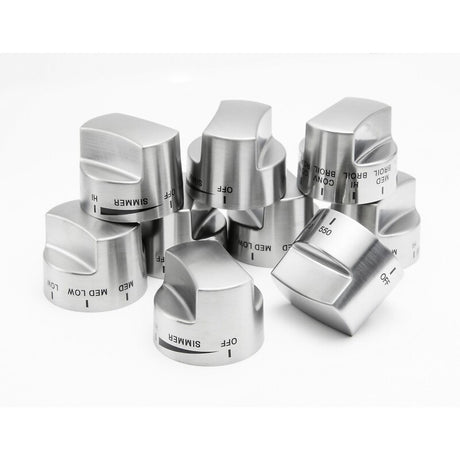VIKING SSKKVDR736 Stainless Knob Kit 7 Series DF Ranges 36" with stainless steel finish for luxury kitchen upgrade.