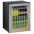 U-Line ADA24RGLS-13B UL-REFRIGERATOR 24" S LOCKING GLASS DR. under counter refrigeration for beverages.