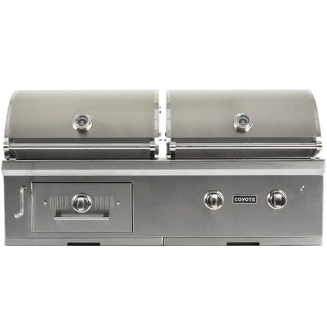 COYOTE C1HY50NG 50" Built In Hybrid Grill NATURAL GAS showcasing dual I-Burners and sleek stainless steel design.