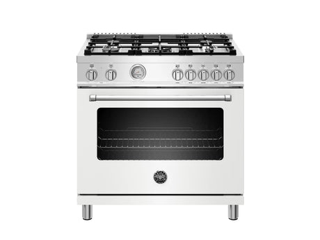 Bertazzoni MAST365DFMBIE BZ-36" MASTER SERIES RANGE - ELECT WHITE in a kitchen appliance setting.