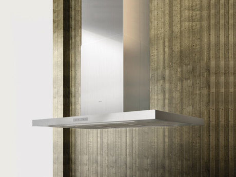 Zephyr Arc Duo Collection ADLM90BSX 36 Inch Island Mount Chimney Range Hood with Blower Options, Tri-Level LED Lighting, Touch Controls, Wireless Remote Control and Convertible to Recirculating with K