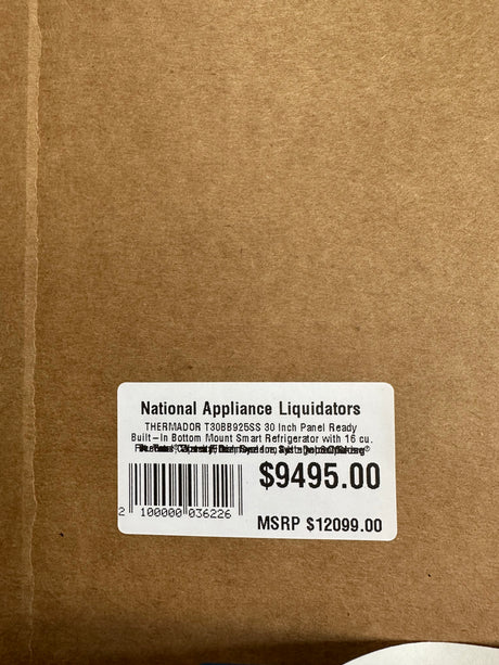 Built-in bottom mount refrigerator from National Appliance Liquidators, discounted from MSRP, ideal for appliance liquidation.