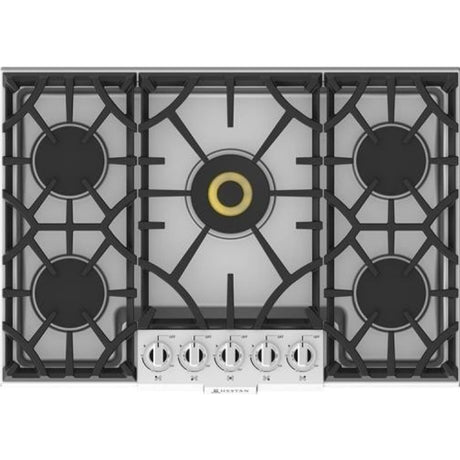 Hestan KGC30 30 Inch Gas Cooktop with 5 Sealed Burners, Heavy-Duty Cast-Iron Continuous Grates, Simmer Flame