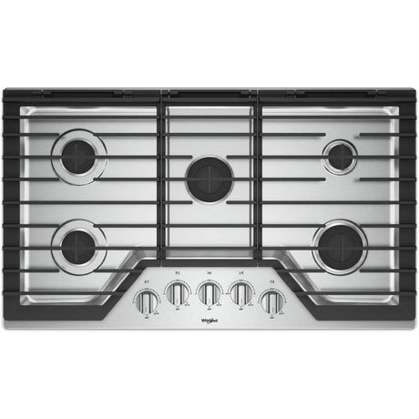 WHIRLPOOL WCG55US6HS LP CONVERTED 36" GAS COOKTOP with stainless steel finish and five burners