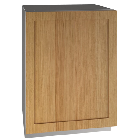 U-Line UHRE524-IS81A UL-SLD REF 24" REV HNGE INTEG SLD 115V B built-in cabinet for luxury appliances in a natural wood finish.