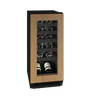 U-Line UHWC115-IG01A UL-WINE CAP 15" REV HINGE INT FRAME 115V wine cooler with stylish wooden finish and glass door.