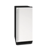 U-Line UHCR115-WS01B UL-ICE MAKER 15" REV HNGE WH SLD 115V in white with stainless steel handle.