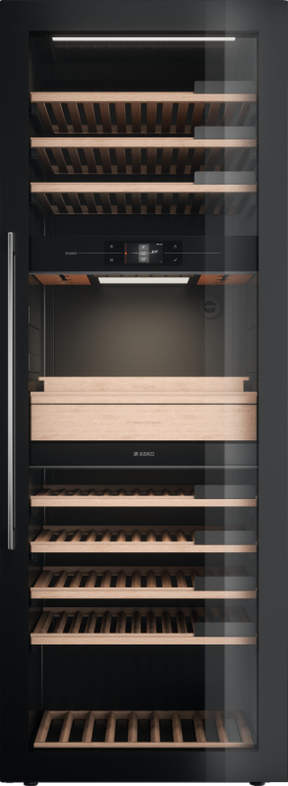 ASKO WCN311942G Freestanding or Fully Integrated Wine Storage, 3 Temp Zones, 190 Bottles, Serving Area, Soft Black Stainless.