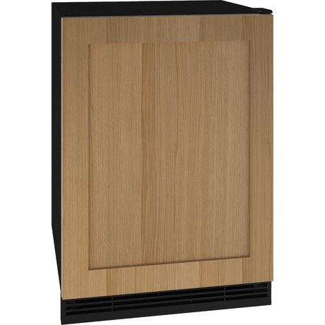 U-LINE UHRF124-1S01A U-LINE UHRF124-1S01A compact refrigerator-freezer with wood panel front.